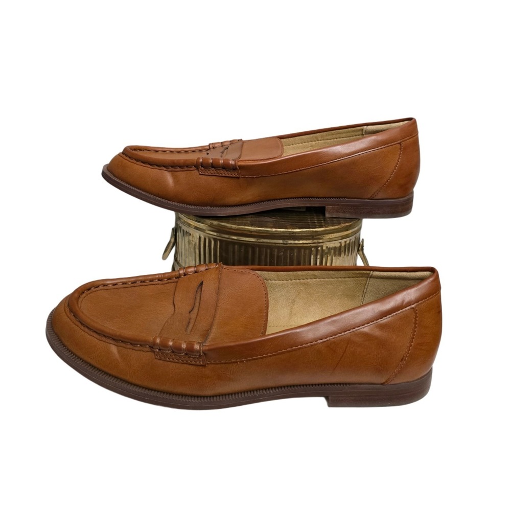 J Crew Shoes Women 8.5 Casual Slip On Moc Penny Loafers BW276 Brown Faux Leather